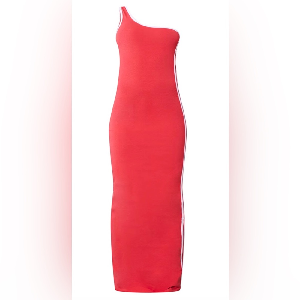 PLT Red Contrast Stripe One Shoulder Midaxi Dress - Picture 3 of 3